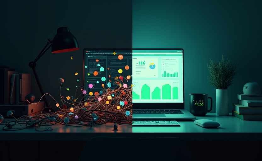 Caos de plugins de WordPress frente a sitio estático limpio generados con IA